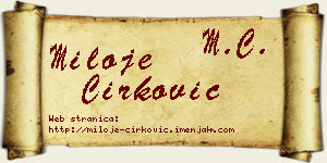 Miloje Ćirković vizit kartica